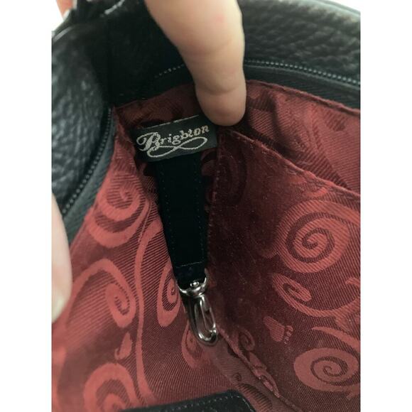 BRIGHTON SMALL BLACK LEATHER FLOWER PETAL SHOULDER BAG - Picture 12 of 16